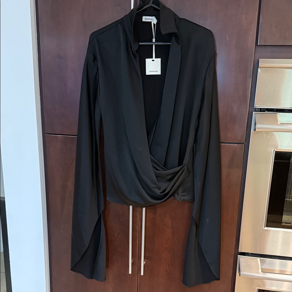 NWT Simkhai open drapey slit sleeved blouse